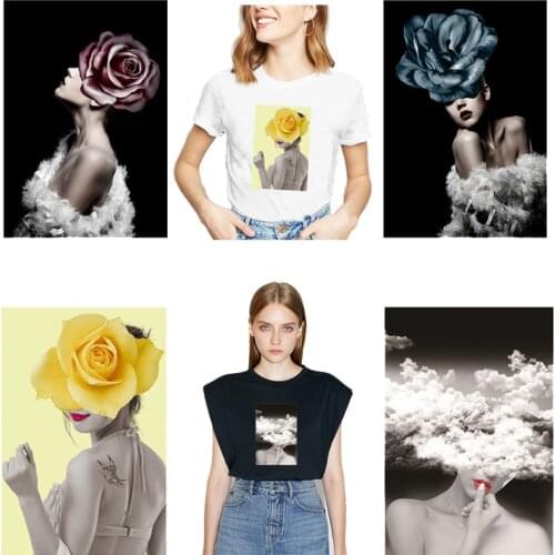 Fashion style cool girl patch iron-on transfers for clothing patches easy printed iron on heat transfer appliques garment badges