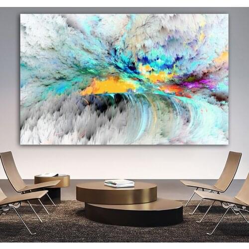 Wall Art Blue Cloud Abstract Oil Painting A Calm Sea Wall Picture For Living Room Decoration Canvas Modern Art Poster And Print