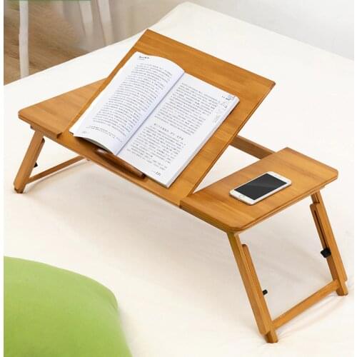 Natural Bamboo Folding Table Lazy Computer Study Table Heightening Multifunctional Notebook Writing Adjustable Desk Bed