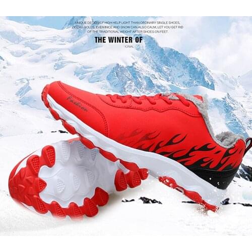YIQITAZER 2018 New Fashion Winter Warm Shoes Men,Plush Fur Lace up Casual Shoes Man High Increasing Shoes Outdoor Red Black