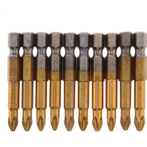 New 10PCS PH2 Electric Screwdriver Bit Set Bits Hex Shank Magnetic Alloy Steel For Cross Head 60mm 1/4 inch