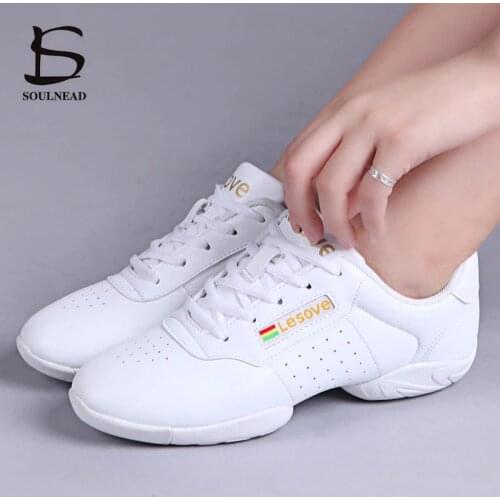 White Serobics Shoes Children Adult Fltness Gymnastics Sports Dance Shoes Jazz Shoes Cheerleading Shoes Woman Square Dance Shoes
