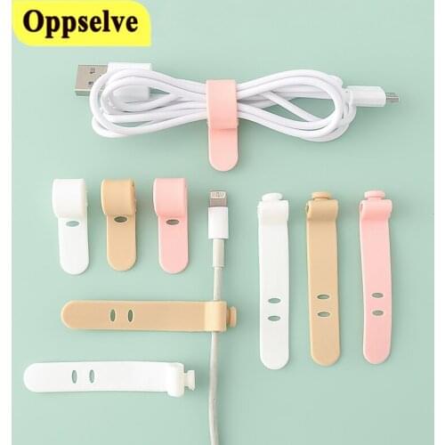 Oppselve 4PCS Cable Winder Silicone Cable Organizer Fixed Cable Clip Wire Binding Data Cable Tie Management Holder For iPhone 12
