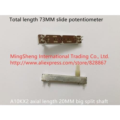 Original new 100% import 73MM slide potentiometer A10KX2 20MM big split shaft (SWITCH)