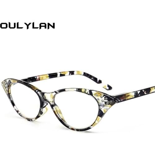 Oulylan Cat Eye Reading Glasses Women Diamond Eyeglasses Presbyopic with Diopter 1.0 1.5 2.0 2.5 3.0 3.5 4.0 for Male Female