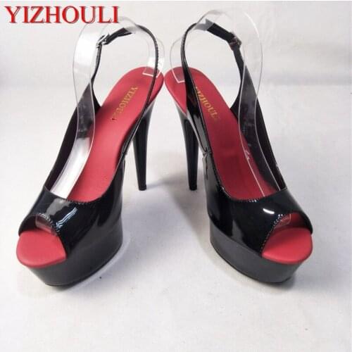15cm Sexy High-Heeled Shoes Formal Dress Shoes Open Toe Sandals Sling Peep-Toe Platform Sandals With Stiletto Heel