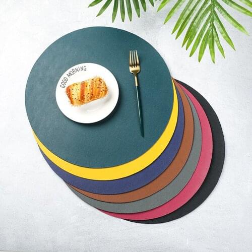 38cm + 10cm Food Grade PU Leather Placemats for Dining Coaster Table Place Mat Tableware Pad with Cup Mat Wine Glass Coaster