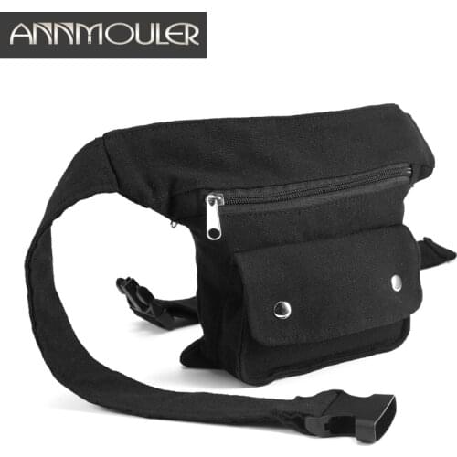 Annmouler Brand Women Fanny Pack Large Capacity Waist Bags Canvas Belt Bag Side Fanny Bag Multipockets Phone Pouch for Girls