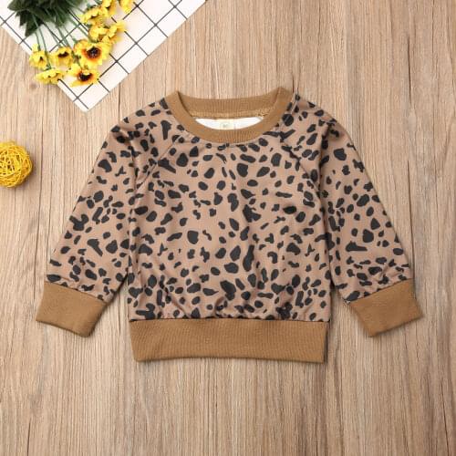 Pudcoco Newborn Baby Girl Clothes Leopard Print Long Sleeve Cotton Pullover Tops Autumn Clothes