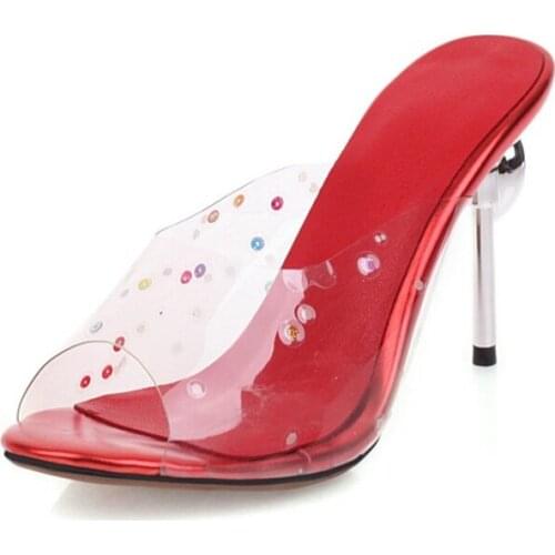 Size 33-50 Women Summer Roman Sexy Open Toe Clear Sandals Thin Super High Heels 9cm Party Wedding Zapatos De Mujer Shoes Ym-612
