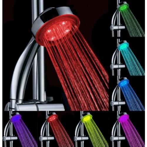 Romantic automatic magic 7 colors 5 LED light rainwater shower head single round head RC-9816 for water bath bathroom