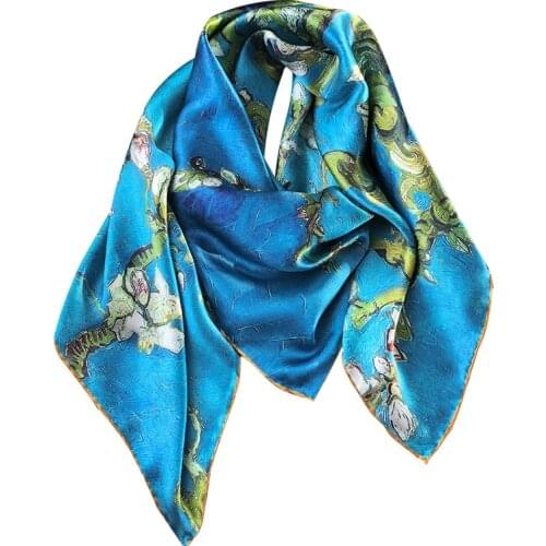 Van Gogh Oil Painting Silk Scarf Women Scarf Fashion Square Scarves Head Scarf Neck Tie Band Neckerchief Handkerchief