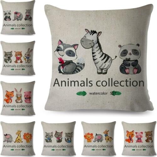 Elephant Family Animal Cojines Pillowcase Decor Cute Cartoon Rabbit Cat Pillow Case for Sofa Car Home Polyester Cushion Cover