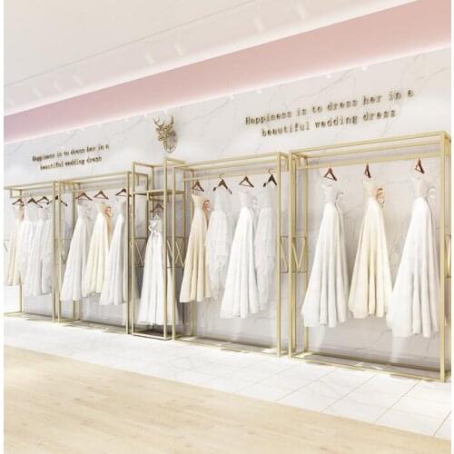 Lizhou clothing store display rack floor-to-ceiling wedding dress rack high-end studio dress evening dress shelf light