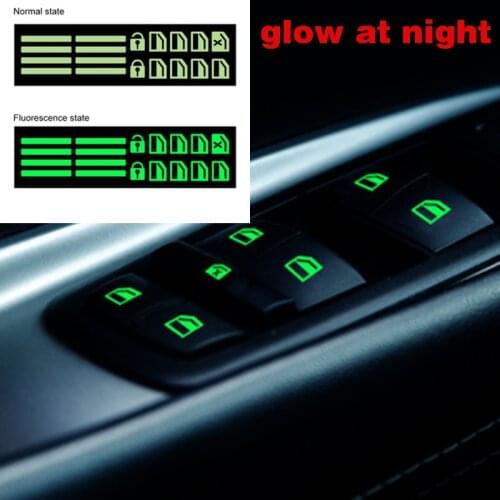 Car window switch Luminous sticker window button car sticker window lifter modified sticker universal fluorescent car stickers