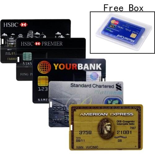 High Speed Credit Card USB Flash Drive 32G Pendrive 64G USB Stick 16G Flash Drive Memory Stick Storage HSBC Bank Card Pen Drive