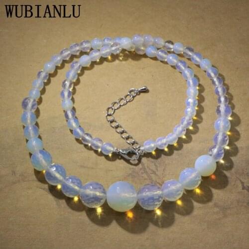 WUBIANLU Fashion 6 Styles Natural Facet White Opal Round Stone Jewelry Beads Necklace Women In Chain Necklaces Gift For Friends