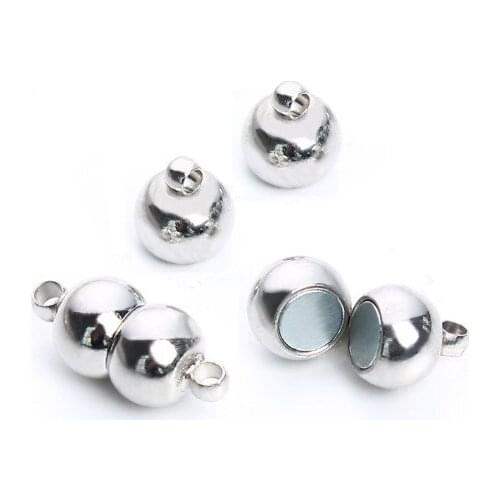 10Pcs 8*17mm Stainless Steel Magnetic Clasps Leather Cord Bracelet Magnet Lace Buckle Necklace DIY Jewelry Making Accessories