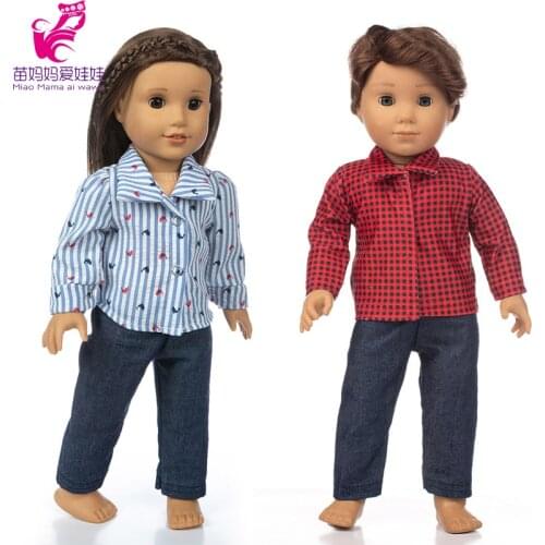 18 Inch american og girl Doll clothes lattice blouse trousers and 43cm baby doll clothes pants