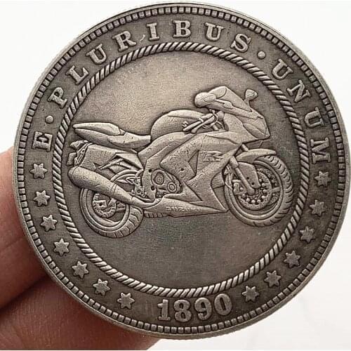 1890 American Wandering Coin Motorcycle Commemorative Collection Craft Copper Silver Coin Commemorative Coin