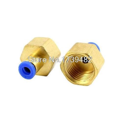 2 Pcs 1/2PT Female Thread to 6mm Pipe Push in Pneumatic Quick Fitting