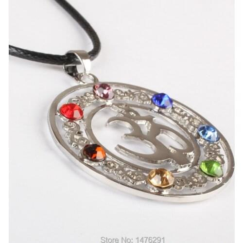 40x40MM Seven colors of glass crystal Rondelle zinc alloy Pendant 1PCS (No rope)