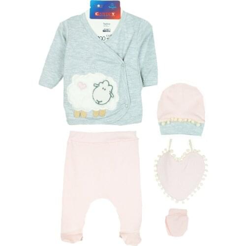 Newborn Baby Girl 5 Piece Hospital Output The Zibin Set Lamb pattern 100% Cotton Baby Gift Hospital Outfit Baby Set 0-3 months