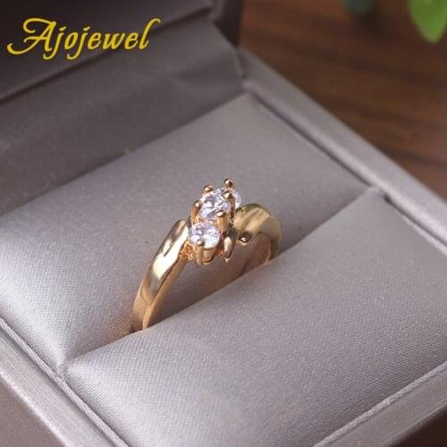 Ajojewel 3 Stones Zirconium Wedding Rings For Women Size 7 8 Simple Finger Ring Jewelry Gift Bague Femme