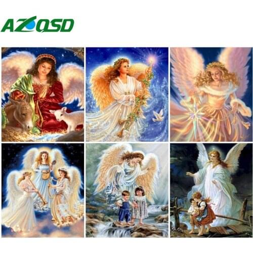 AZQSD Oil Painting By Number Portrait Handpainted Modern Wall Picture By Numbers Angel Girl Handmade Room Decoration