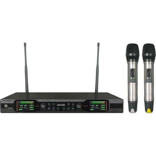 Bolymic UHF Microphone wireless system True Diversity Professional TFT Display handheld wireless microphone system with chargers