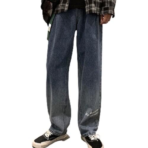 Premium Quality Jeans Mens Loose Trousers Trendy Casual Pants Multi-Color Gradient Tie Feet Pants High Street