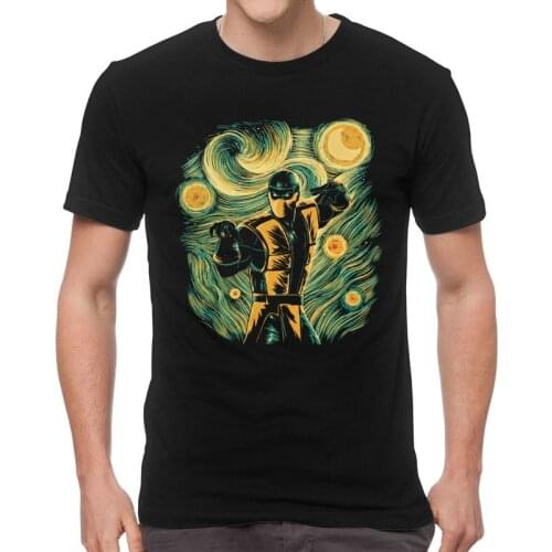 Funny Mortal Kombat T Shirts Men Short Sleeve Cotton T-shirt Sub Zero Scorpion Starry Hellfire Tees Top Novelty Tshirt Gift Idea