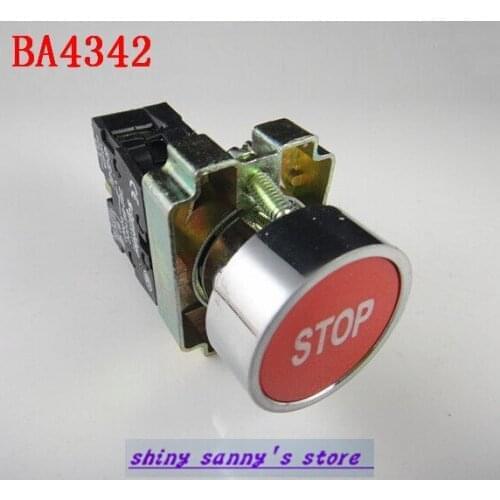 1Pcs BA4342 XB2-BA4342 1 NC Momentary Red Stop Sign Flush Pushbutton