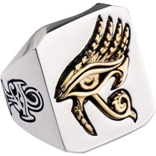 Eye Of Horus Rings For Man And Women Copper With Stainless Steel Index Ring Fashion Jewelry Hippop Street Culture