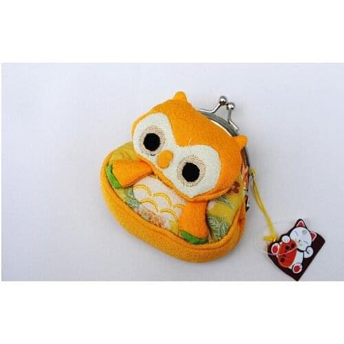 2021 Wholesale Japanese style owl coin purses coin bags Zero Wallet Japanese kimono fabric