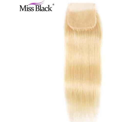 Miss Black Blone Hair Brazilian Straight Hair Closure Free Part #613 Human Hair Lace Closure 4"x4" 1 Piece Swiss Lace