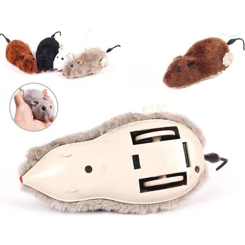 Hot Selling Creative Funny Clockwork Spring Force Plush Mouse Toy Cat And Dog Play Toy Popular Aachinery Kitten Movable Mouse