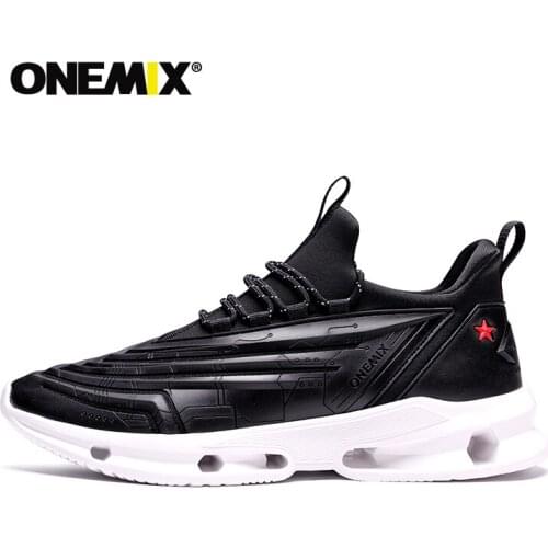 Onemix Mens Running Shoes for Women Black Leather Mesh Air Gym Yoga Athletic Youth Sneakers Sports Outdoor Jogging Shoes