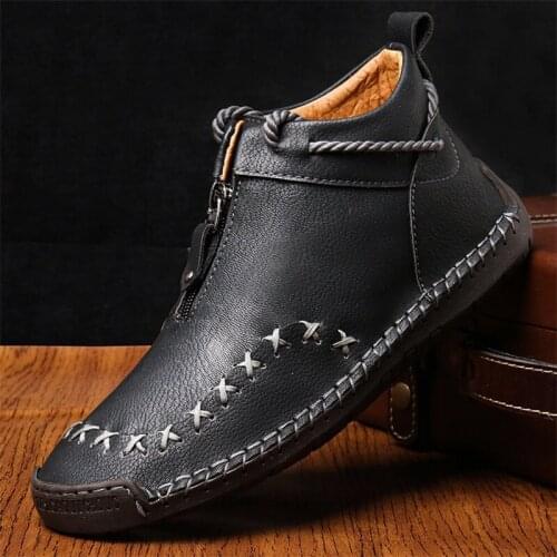 High Quality Genuine Leather Men Boots Winter Waterproof Ankle Boots Riding Boots Outdoor Working Snow Boots Men Shoes