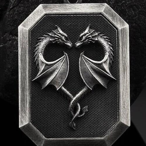 Nordic ins style Ssangyong love retro mens tag necklace autumn and winter wild sweater chain mens necklace