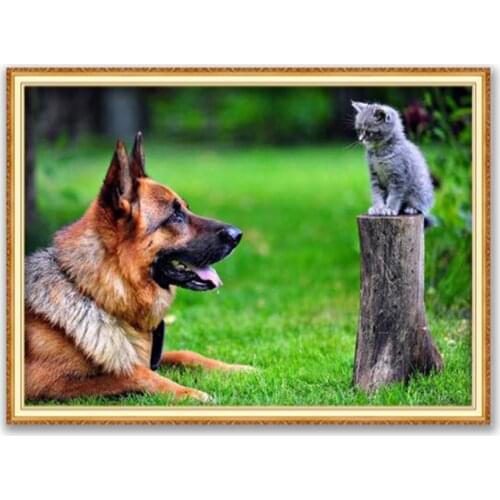Animal German Shepherd DIY Cross Stitch Embroidery 11CT Kits Needlework Craft Set Cotton Thread Printed Home Decoration On Sale
