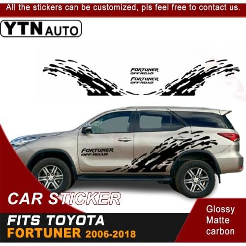 Car Stickers For Toyota Fortuner 2005-2014 2015 2016 2017 2018 2019 Side Body Mud Fortuner Graphic Vinyl Car Decoration Decals