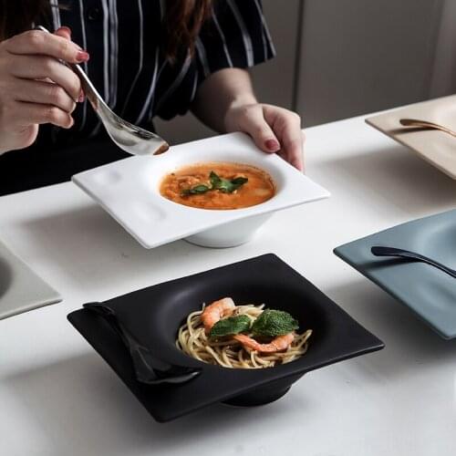 Thick soup bowl soup noodle bowl Nordic creative ceramic bowl ice cream bowl dessert salad bowl with spoon porcelain bowl