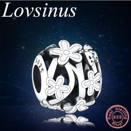 Fit Original European Charm Bracelet Real 925 Sterling Silver Openwork Flower Dangle Charm DIY Jewelry Making Necklace Berloque