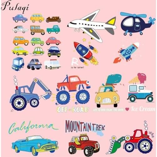 Pulaqi Transportation Patches Iron On Transfer For Coat Clothing Heat Thermal Transfers Airplane Patch Decor For Kids Women F
