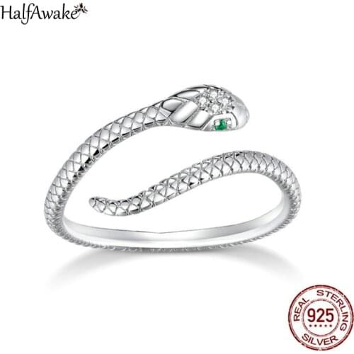 Adjustable Snake Ring Jewelry 925 Sterling Silver Womens Rings For Woman 2021 Trend Vintage Boho Gothic Gift Emo rings