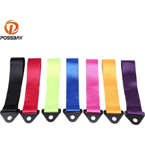 POSSBAY Tow Eye Strap Race Track Circuit Racing Black/Red/Deep Blue/Purple/Rose Red/Yellow/Green With Mounting Nut And Bolt