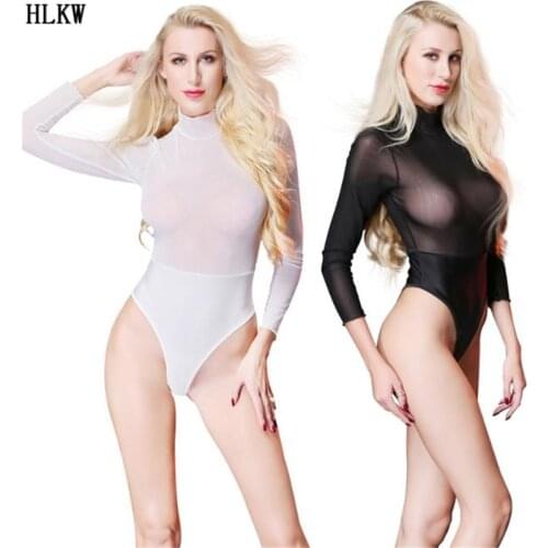 Sexy Black Bodysuit Women See-Through Mesh Bodycon Bodys Transparent Body Femme Night Out Summer Party Bodysuits