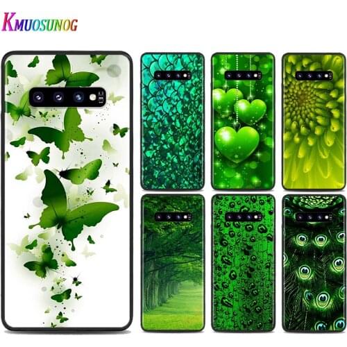 Silicone Black Cover Beautiful Emerald Green for Samsung Galaxy Note 10 Pro 9 8 Plus S10 5G S9 S8 S7 Plus S6 Phone case