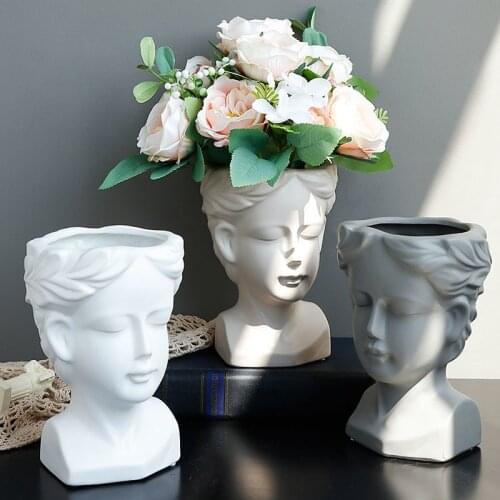 Nordic Human Face Art Vase Ceramics Dried Flower Pot Home Decoration Accessories Living Room Flower Arrangement Vases Ornaments